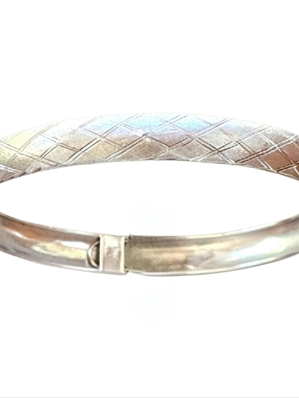 10k White Gold Vintage Bangle Bracelet Sandblasted Textured White Gold
